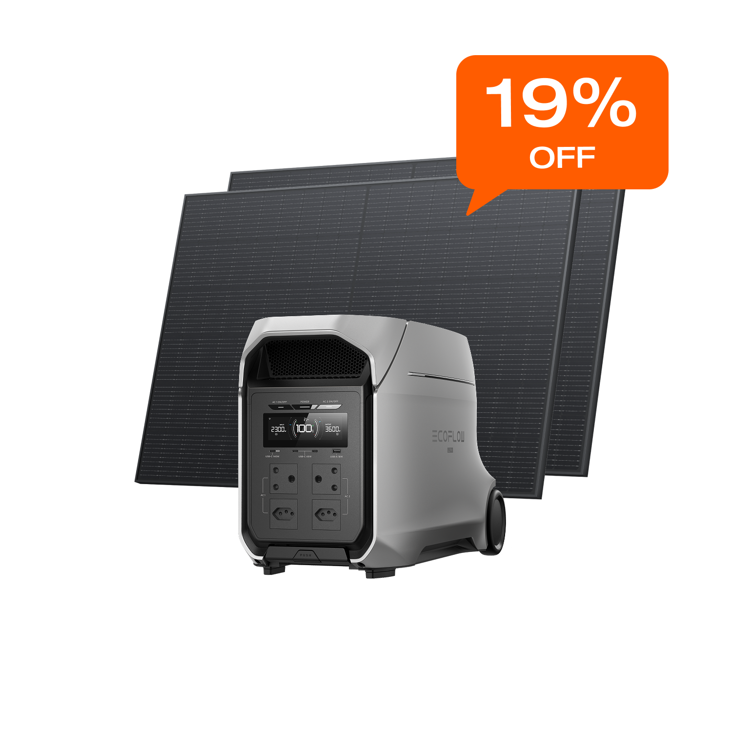 Ecoflow Delta 3 Ultra Plus Portable Power Station - 3600W output; 3072Wh battery; 500W Solar charger; 10ms Switchover -SA Socket