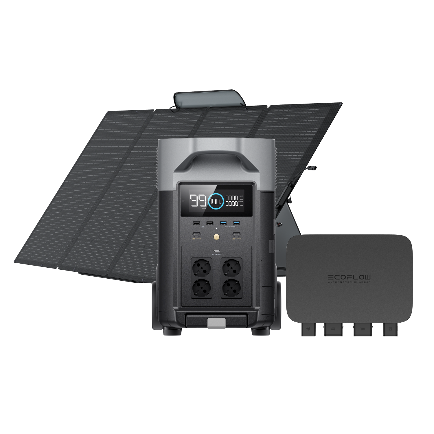 EcoFlow DELTA Pro + 800W Alternator Charger + 400W Solar Panel EcoFlow DELTA Pro + 800W Alternator Charger + 400W Solar Panel