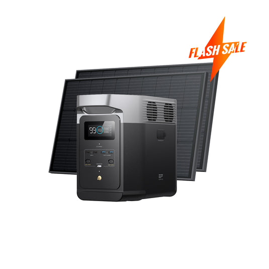 EcoFlow DELTA 2 Solar Generator (2×100W Rigid Solar Panels)