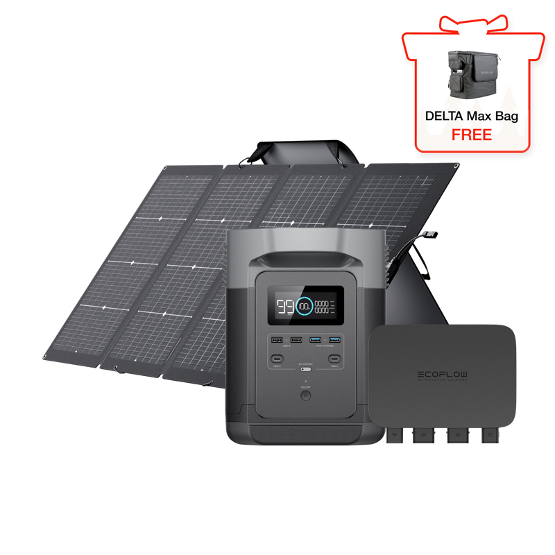 Load image into Gallery viewer, EcoFlow DELTA Max + 800W Alternator Charger + 220W Solar Panel
