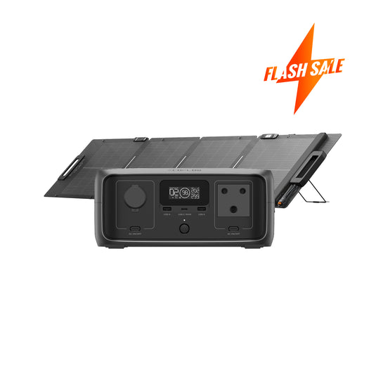 EcoFlow RIVER 3 UPS Solar Generator (110W Lightweight Solar Panel)