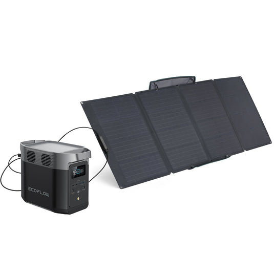 EcoFlow DELTA 2 With Extra Battery 2048Wh 1800W Solar Generator + 200W  Portable Monocrystalline Solar Panels